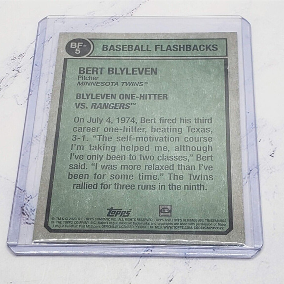2023 Topps Heritage Baseball Flashbacks 1974 Bert Blyleven #BF-5 Insert Twins - Picture 4 of 4